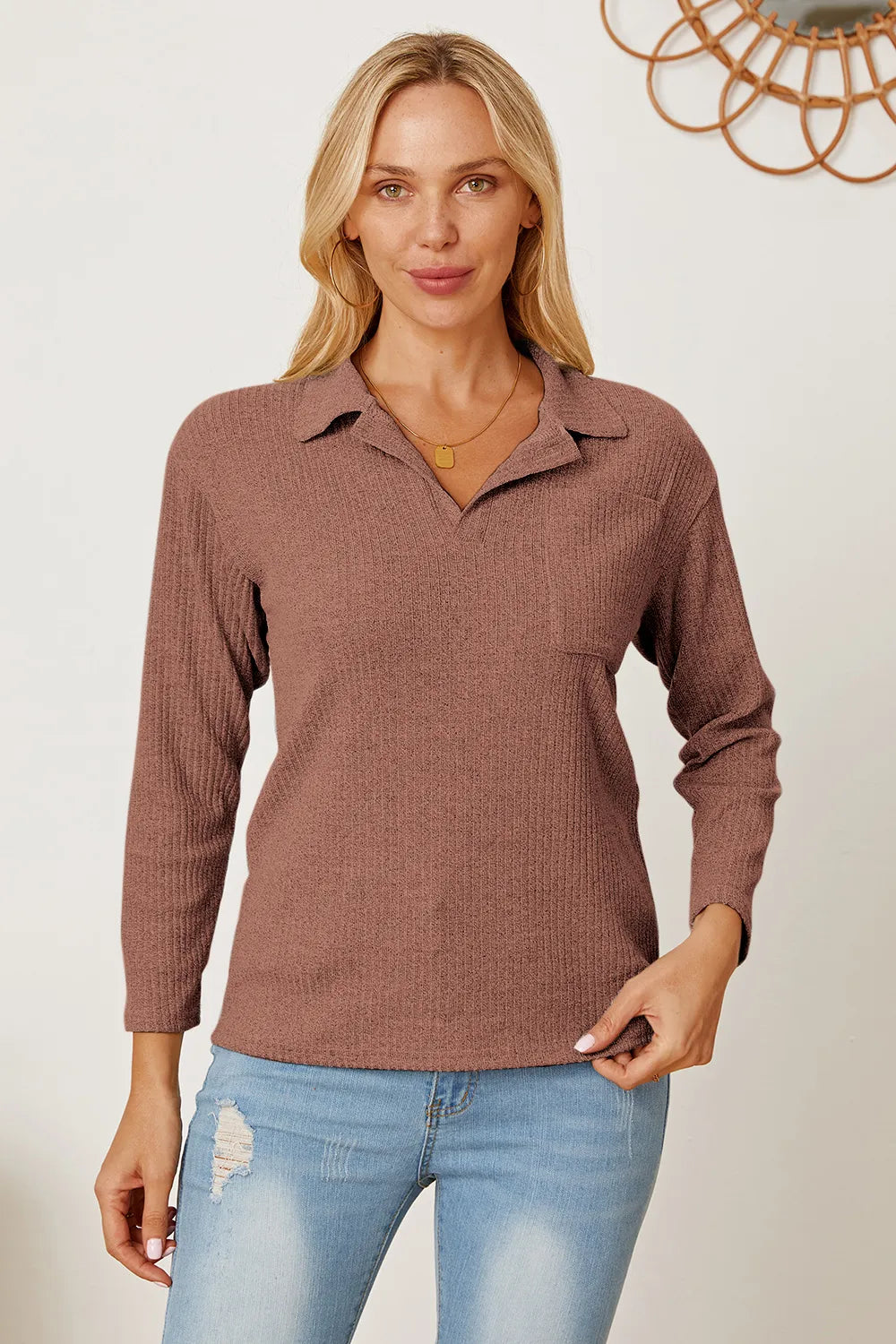 Collared Neck Dropped Shoulder T-Shirt – Trendsi | ClozArt