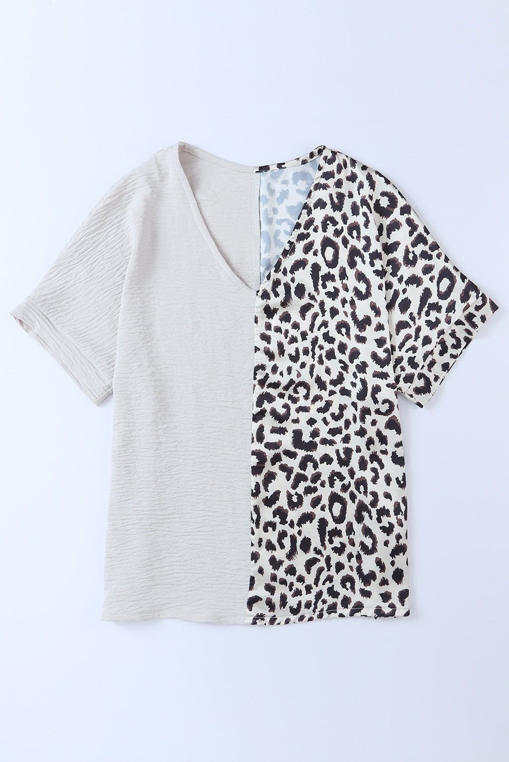 Leopard Color Block V-Neck Blouse – Trendsi | ClozArt