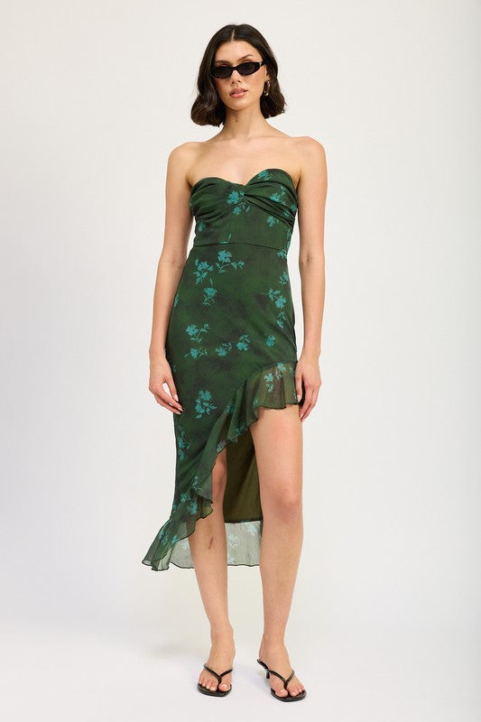 ASYMMETRICAL RUFFLE TUBE MAXI DRESS – Emory Park | ClozArt