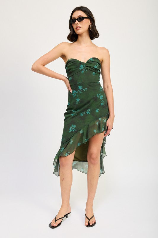 ASYMMETRICAL RUFFLE TUBE MAXI DRESS – Emory Park | ClozArt