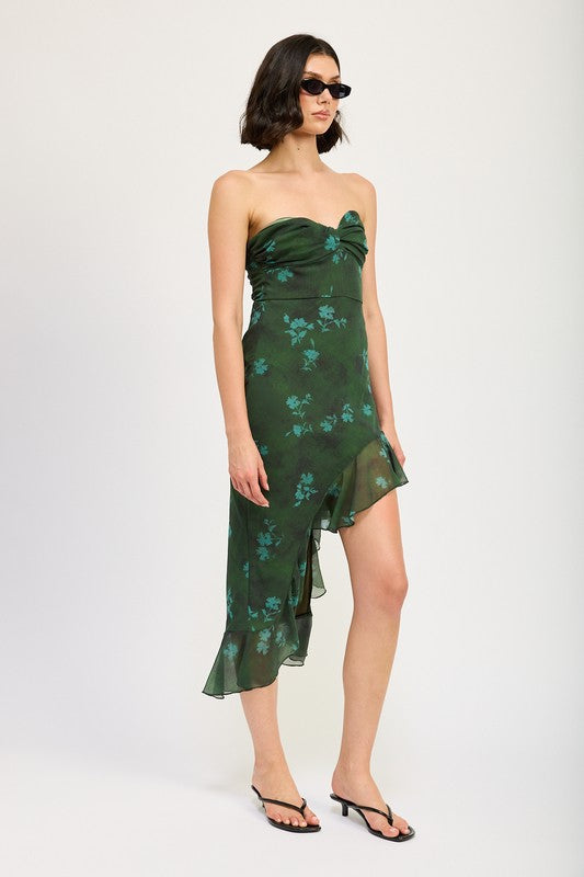 ASYMMETRICAL RUFFLE TUBE MAXI DRESS – Emory Park | ClozArt