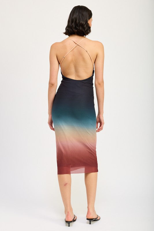 HALTER NECK OMBRE MAXI DRESS – Emory Park | ClozArt