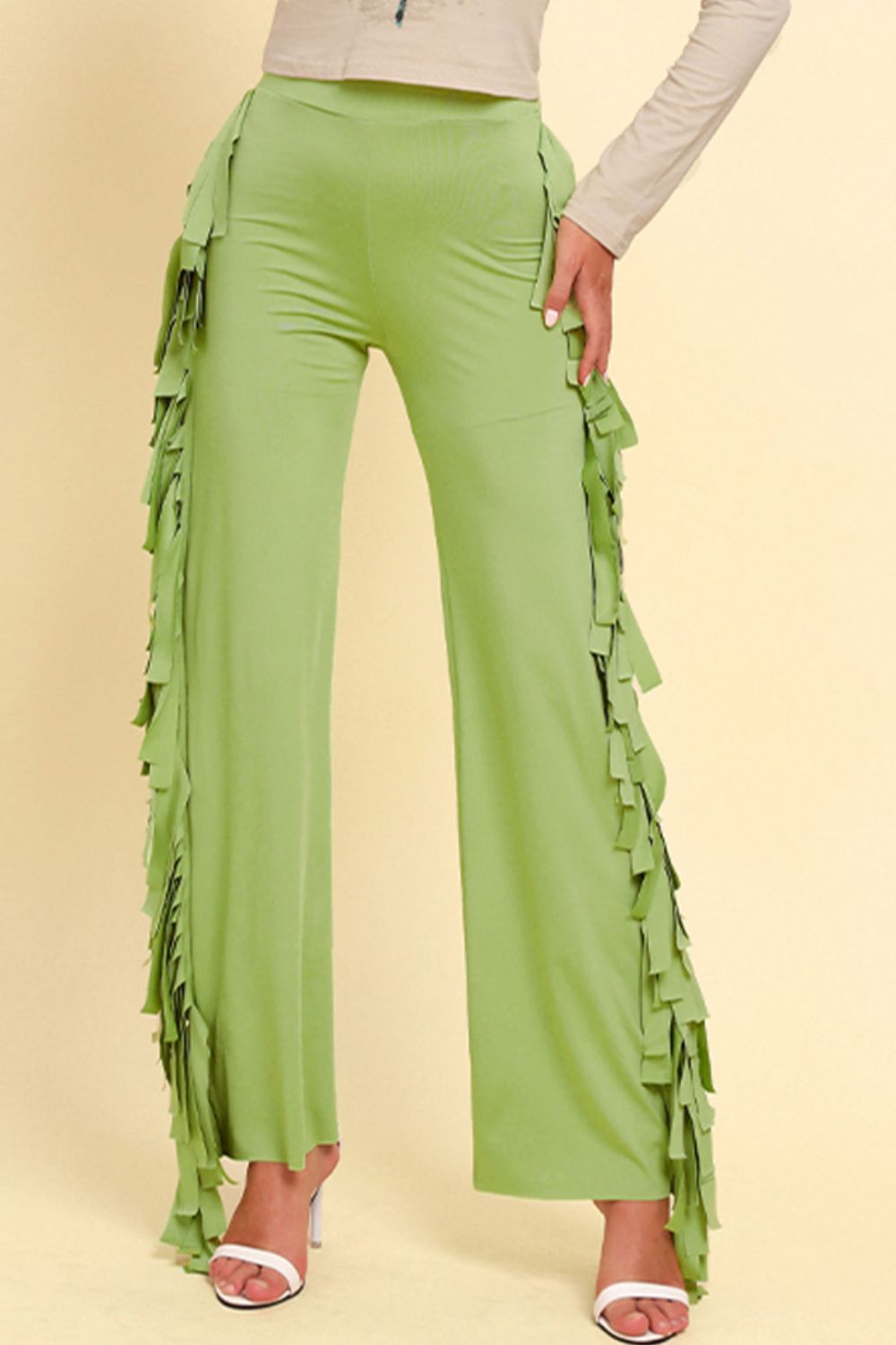 Fringe Trim Wide Leg Pants – Trendsi | ClozArt