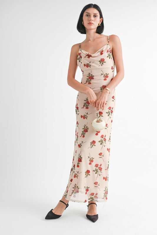 COWL NECK MAXI DRESS WITH OPEN BACK – Emory Park | ClozArt