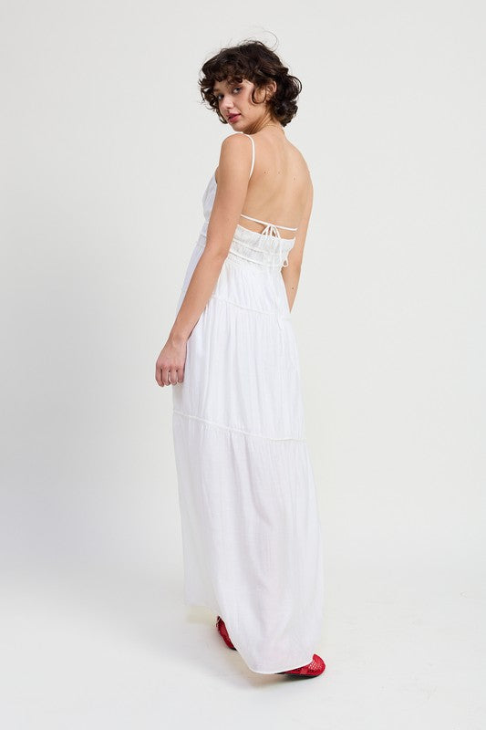 MAXI RUFFLE TIE BACK DRESS – Emory Park | ClozArt