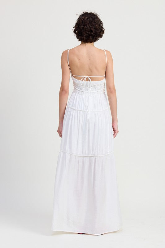 MAXI RUFFLE TIE BACK DRESS – Emory Park | ClozArt