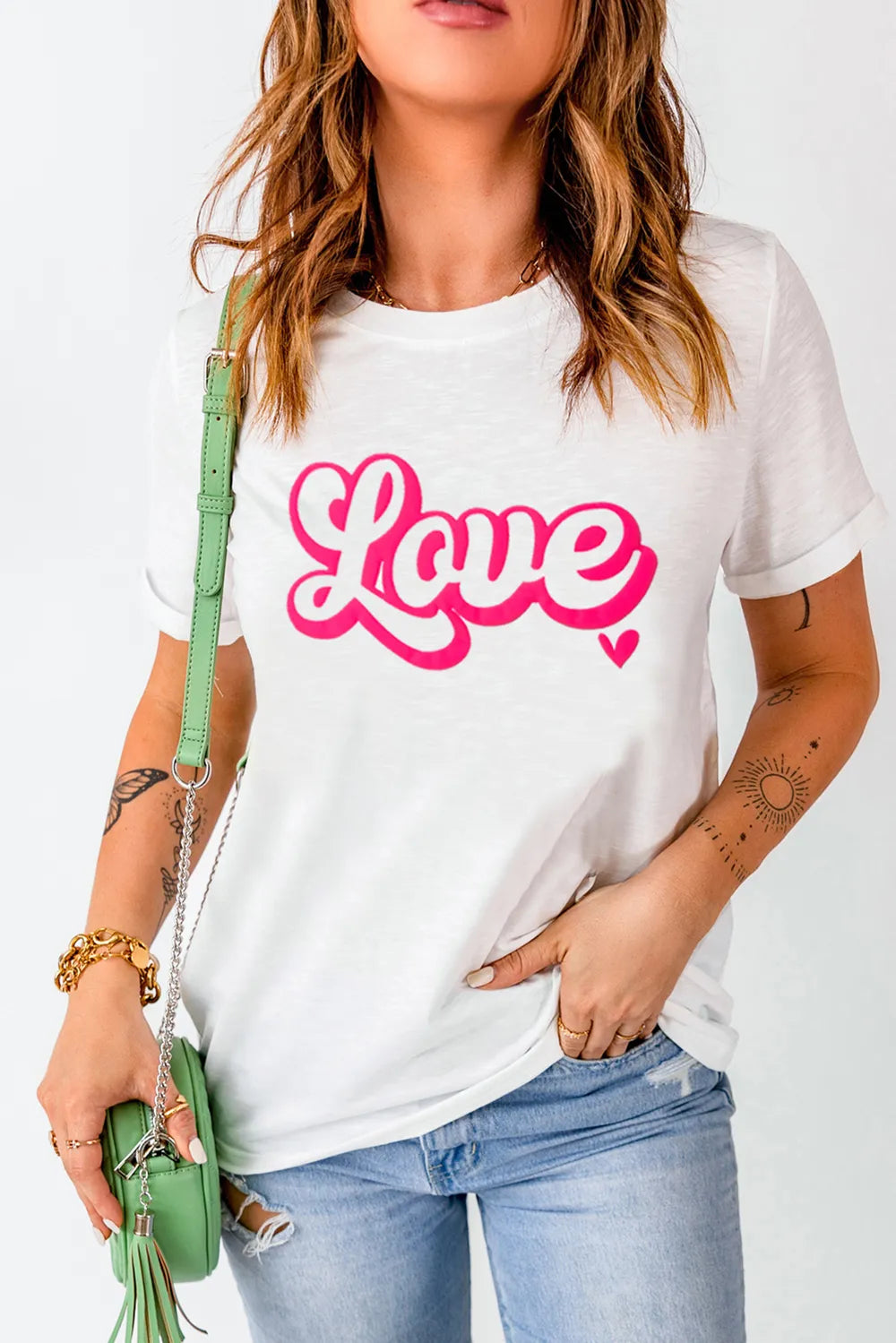 LOVE Round Neck Short Sleeve T-Shirt – Trendsi | ClozArt