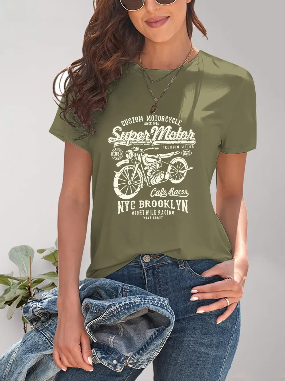 Motorcycle Graphic Round Neck T-Shirt – Trendsi | ClozArt