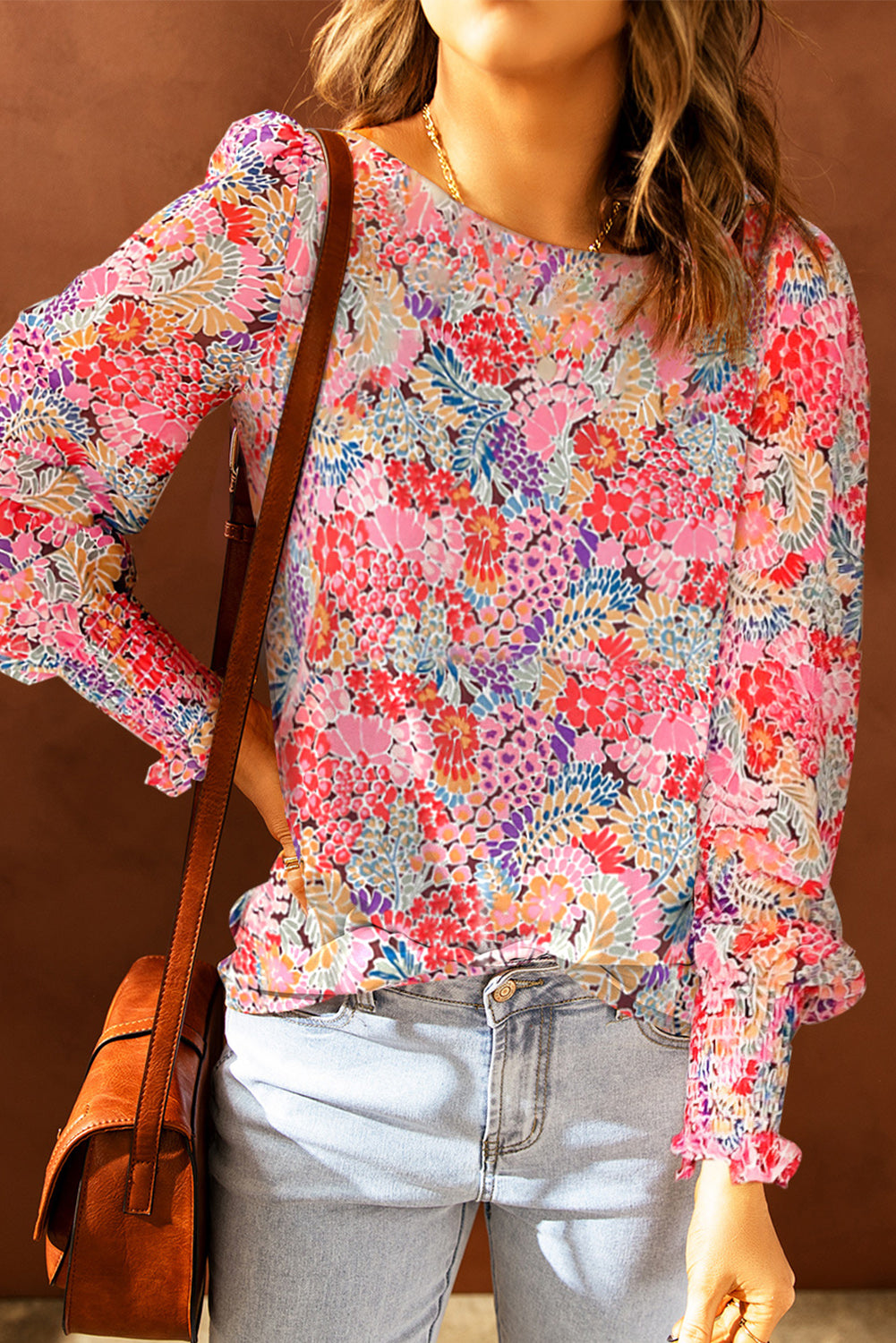 Floral Print Long Puff Sleeve Blouse – Trendsi | ClozArt
