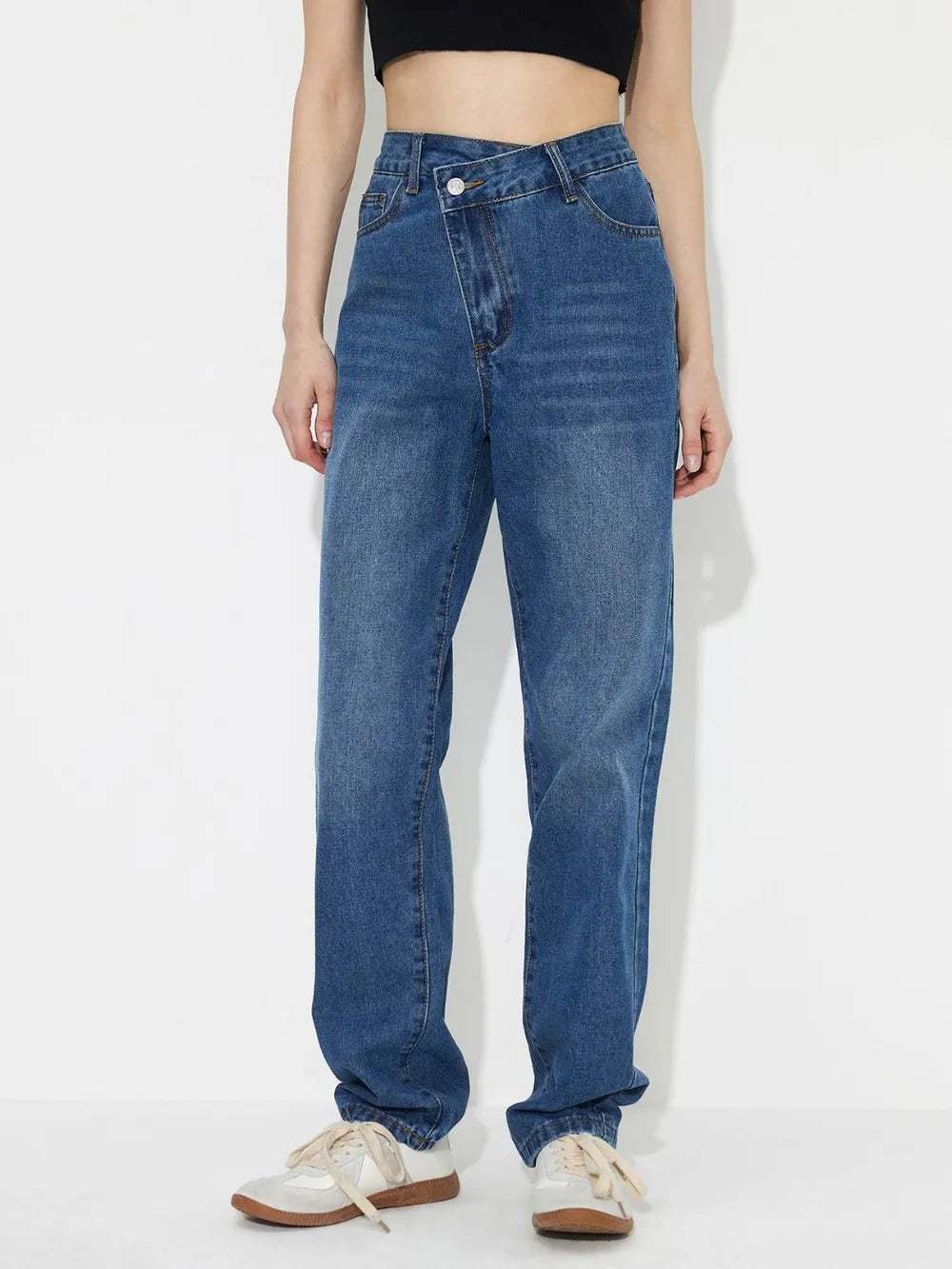 Asymmetric Waist Jeans with Pockets – Trendsi | ClozArt