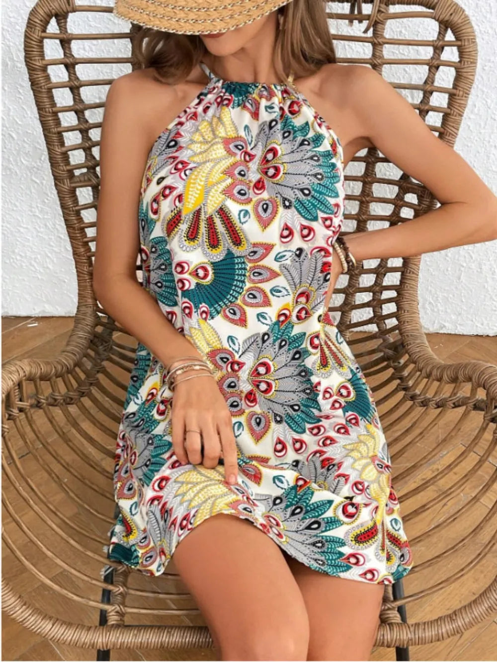 Printed Grecian Neck Mini Dress – Trendsi | ClozArt