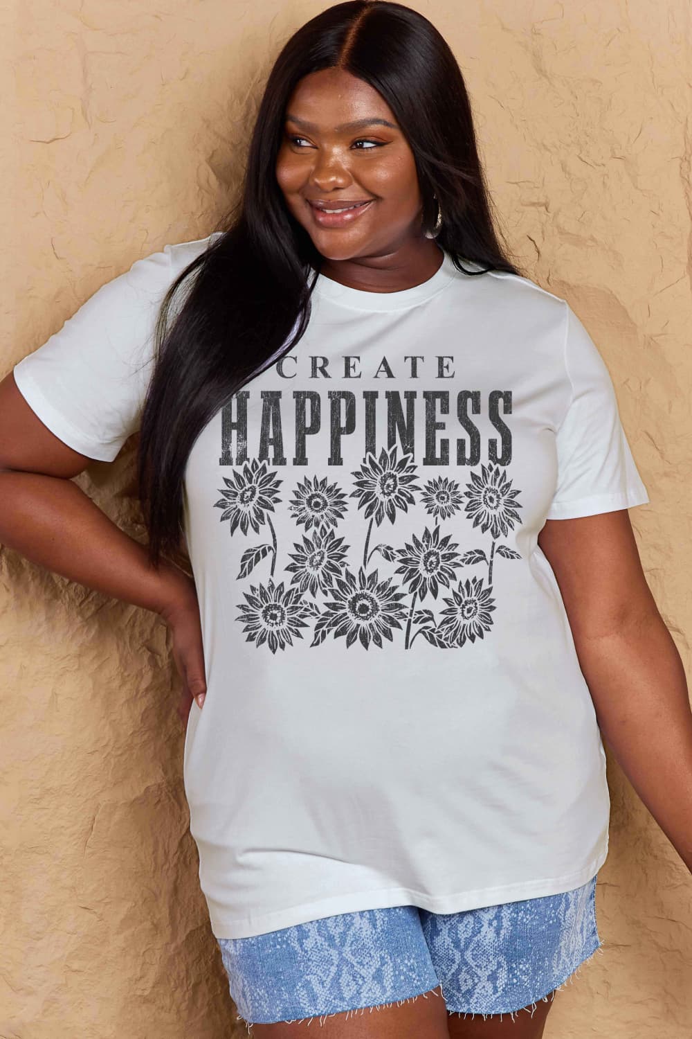 Simply Love Full Size CREATE HAPPINESS Graphic Cotton T-Shirt – Trendsi | ClozArt