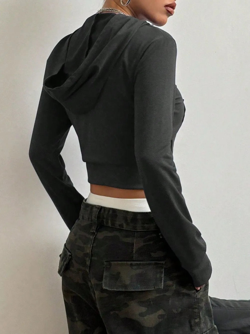 Letter Graphic Zip Up Long Sleeve Hoodie – Trendsi | ClozArt