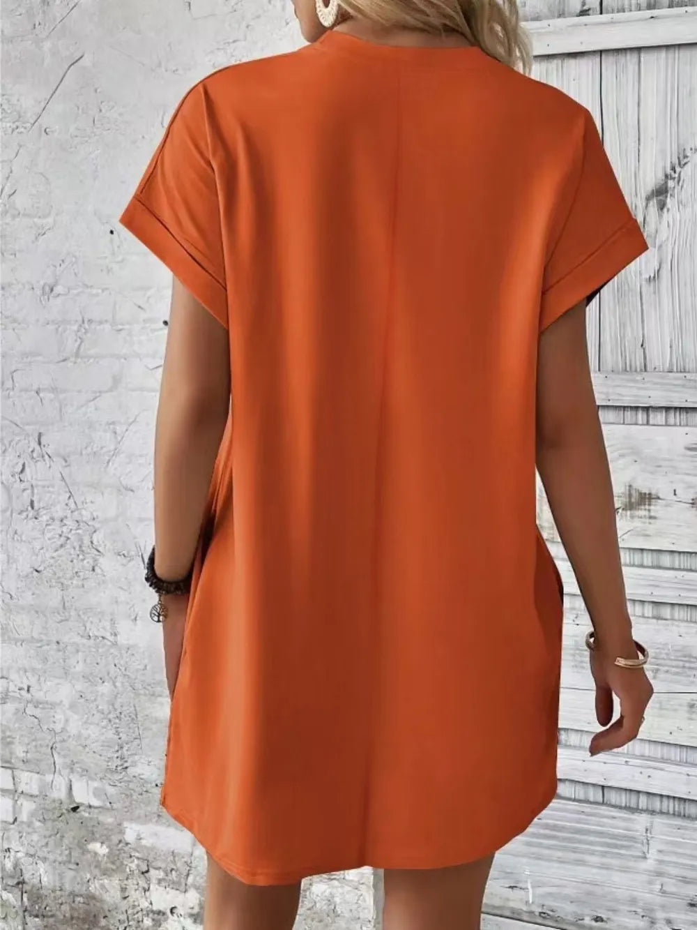 Pocketed Round Neck Short Sleeve Dress – Trendsi | ClozArt
