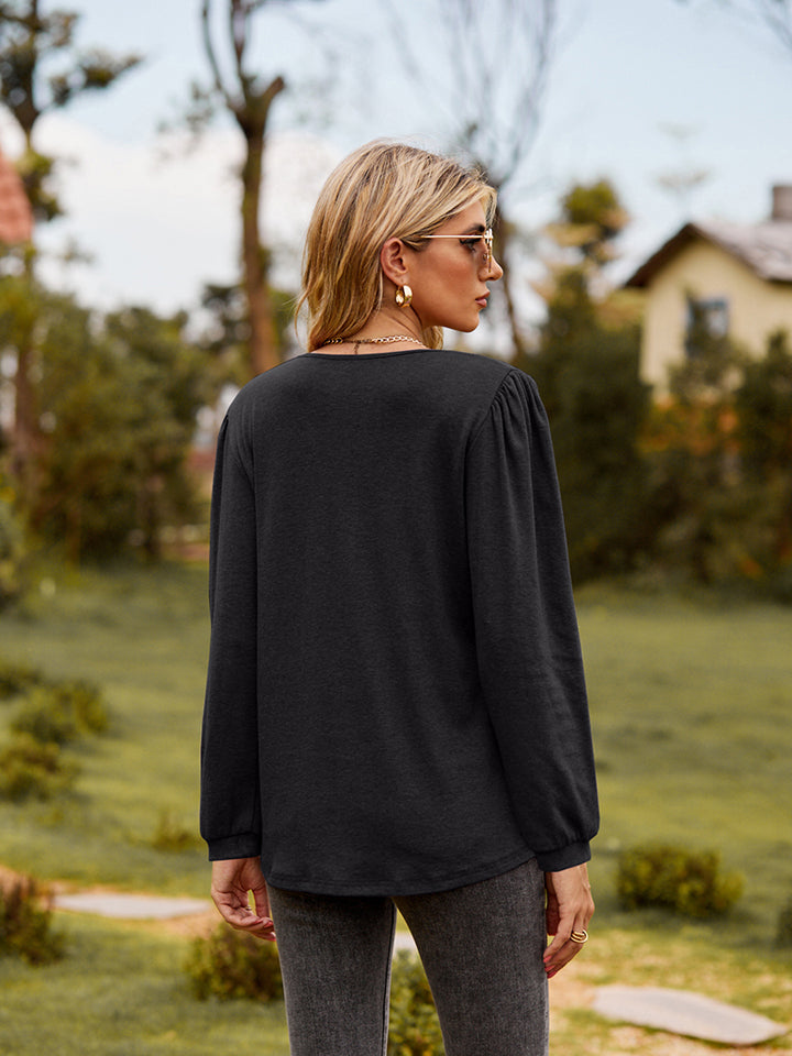 Puff Sleeve Ruffle Trim Blouse – Trendsi | ClozArt