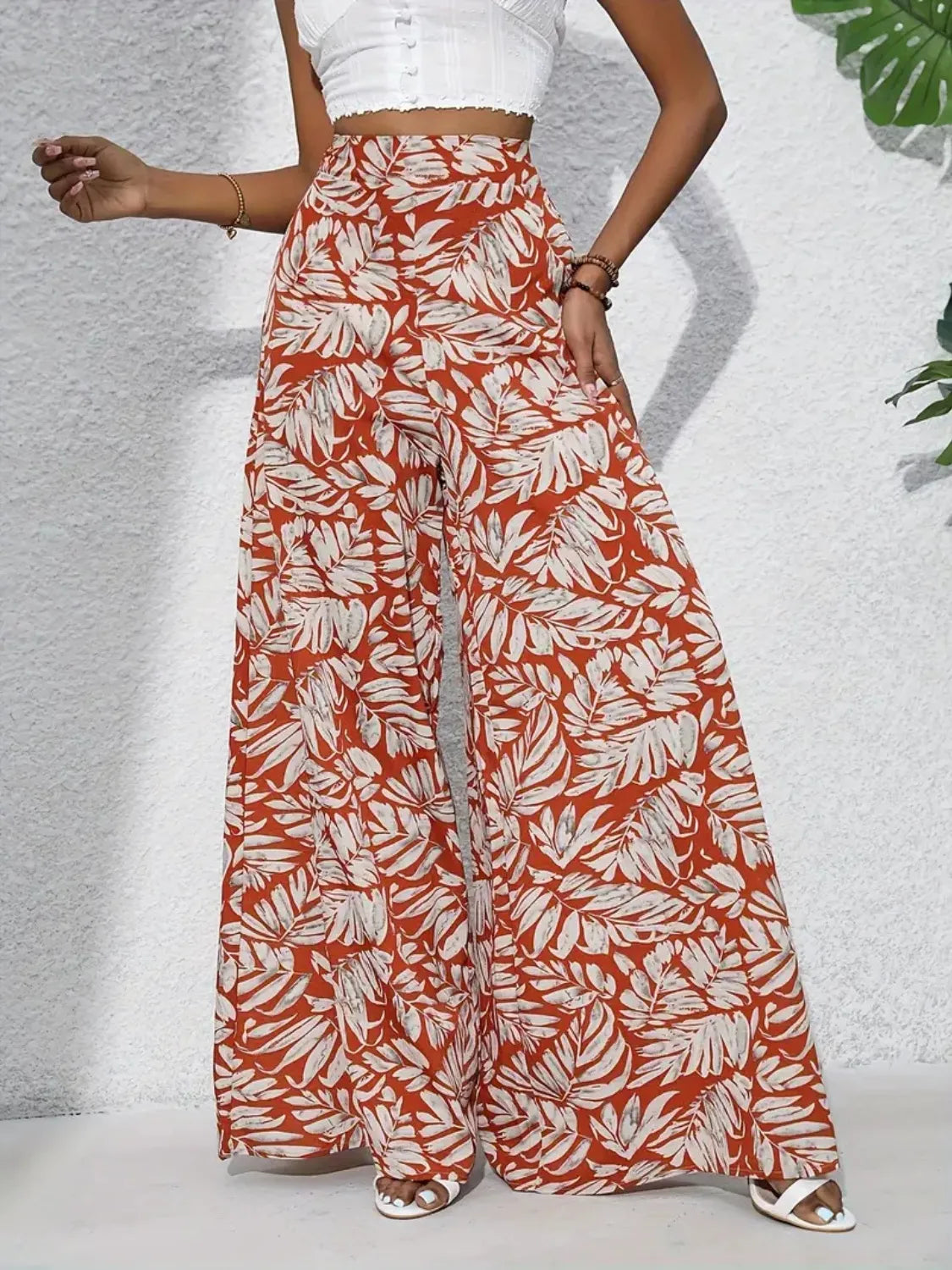 Printed High Waist Wide Leg Pants – Trendsi | ClozArt