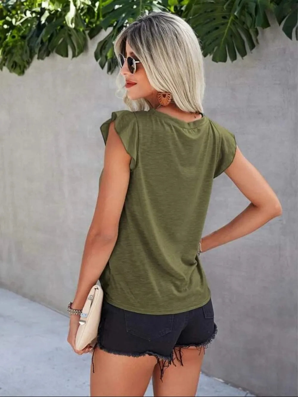 Ruffled Round Neck Cap Sleeve T-Shirt – Trendsi | ClozArt