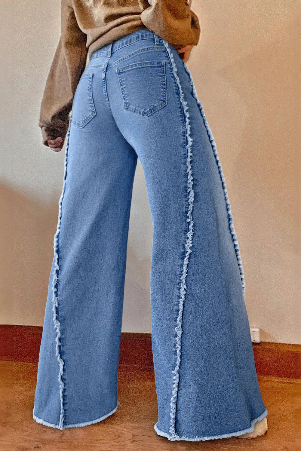 Raw Hem Wide Leg Jeans with Pockets – Trendsi | ClozArt