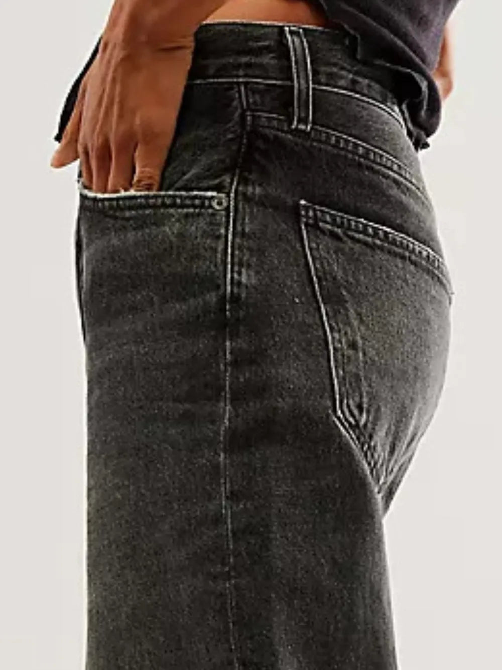 Cuffed Jeans with Pockets – Trendsi | ClozArt