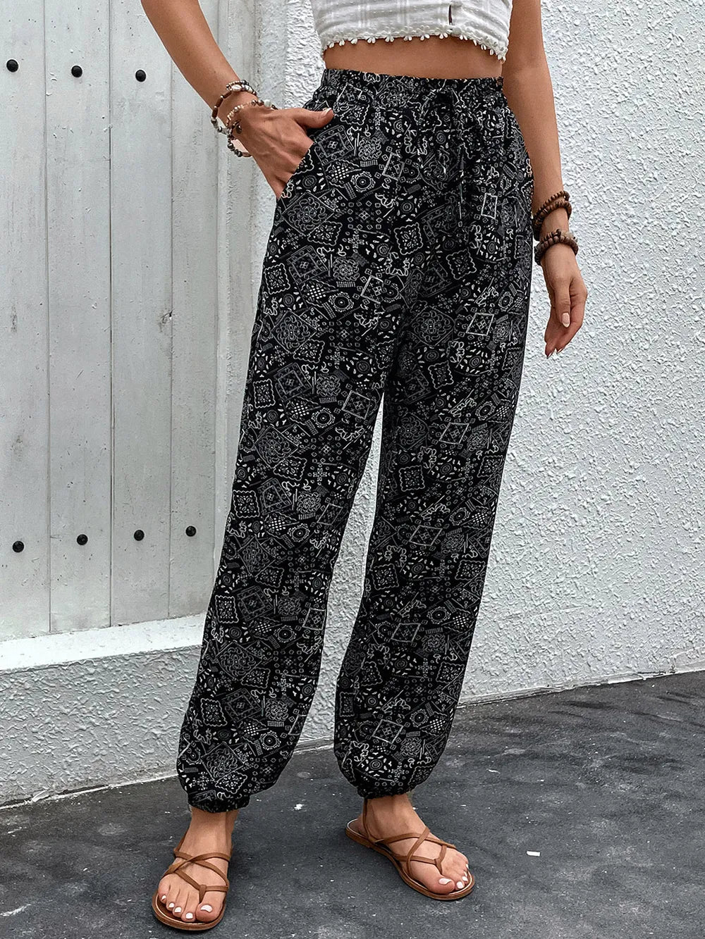 Perfee Printed High Waist Pants – Trendsi | ClozArt