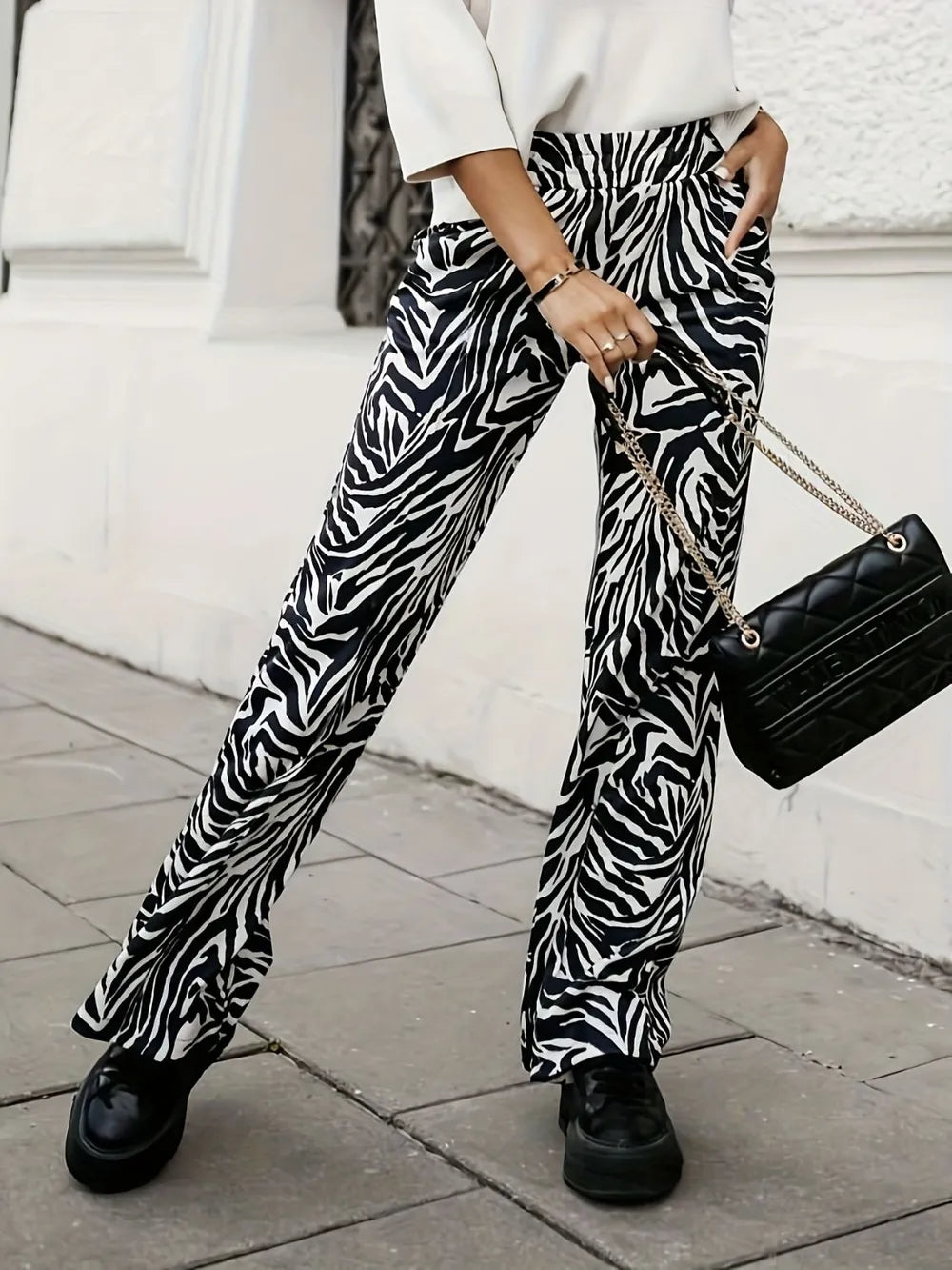 Full Size Animal Print Elastic Waist Pants – Trendsi | ClozArt