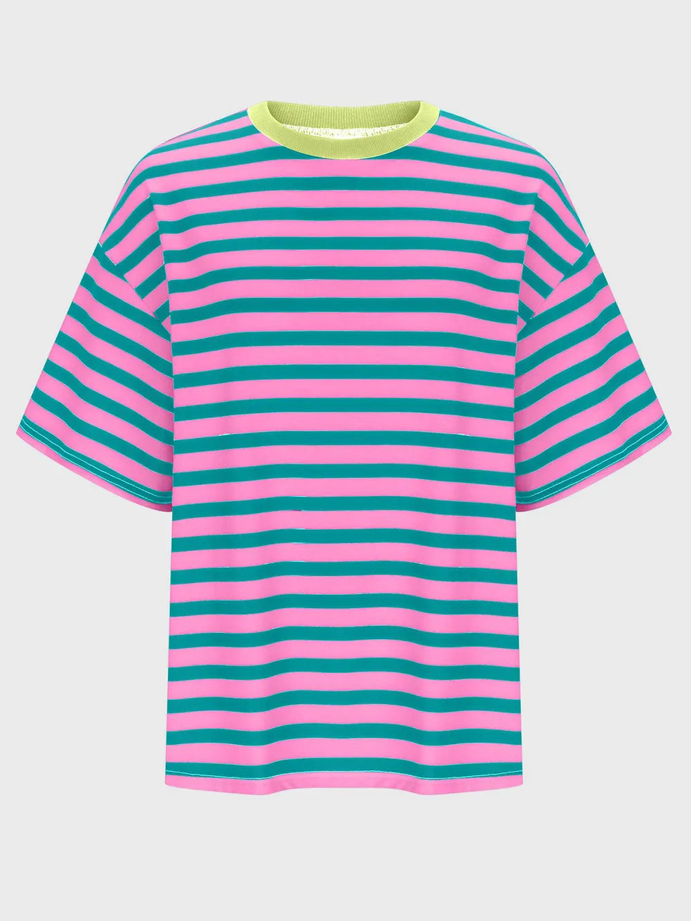 Striped Round Neck Half Sleeve T-Shirt – Trendsi | ClozArt