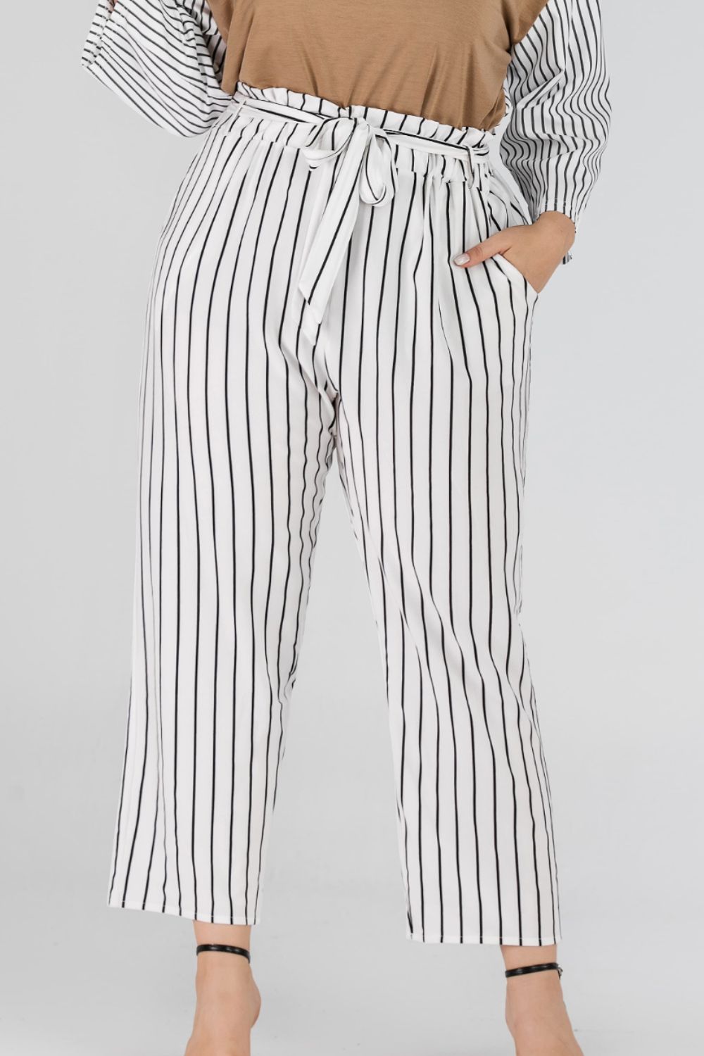 Full Size Striped Paperbag Waist Cropped Pants – Trendsi | ClozArt