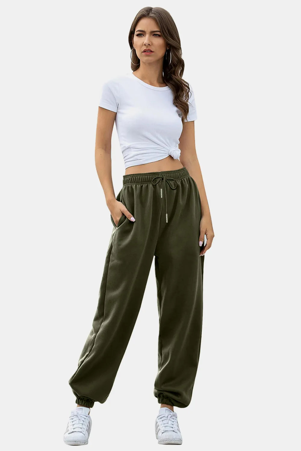 Elastic Waist Joggers with Pockets – Trendsi | ClozArt