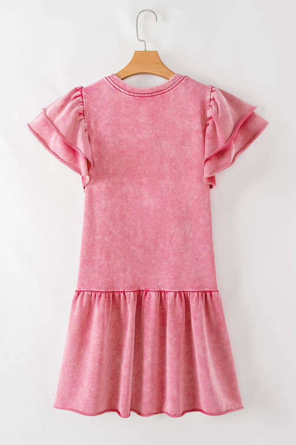 Mineral Wash Raw Edge Ruffle Mini Dress – Trendsi | ClozArt