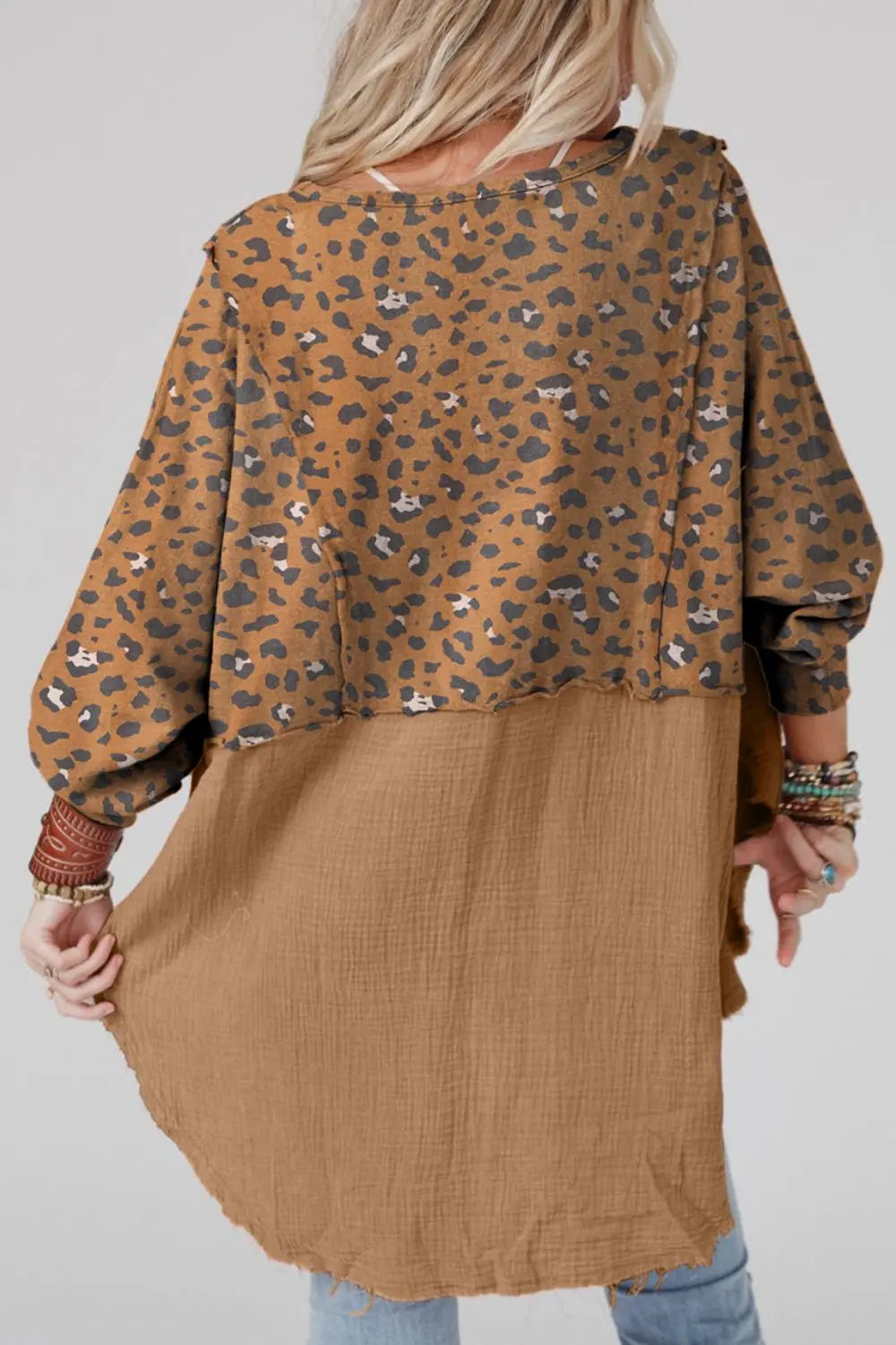 Textured Leopard Dropped Shoulder Blouse – Trendsi | ClozArt