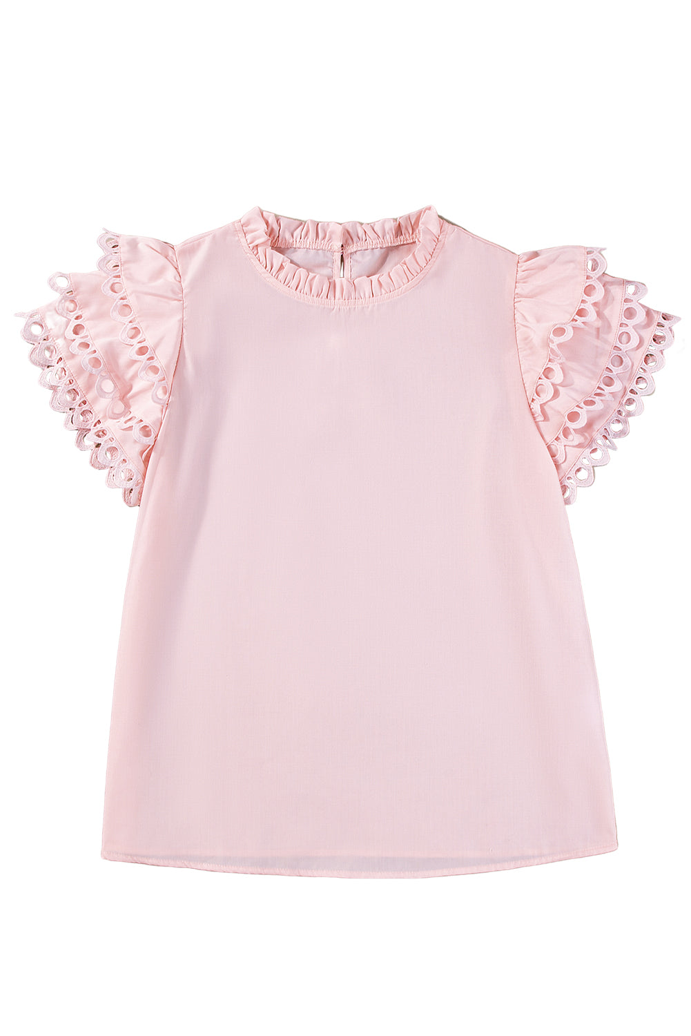 Beau Blue Layered Cap Sleeve Frill Neck Blouse – Shewin | ClozArt