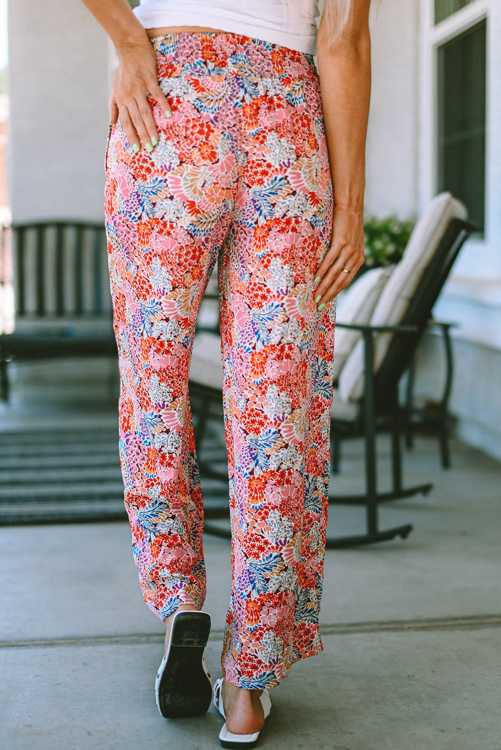 Printed Tie Waist Wide Leg Long Pants – Trendsi | ClozArt