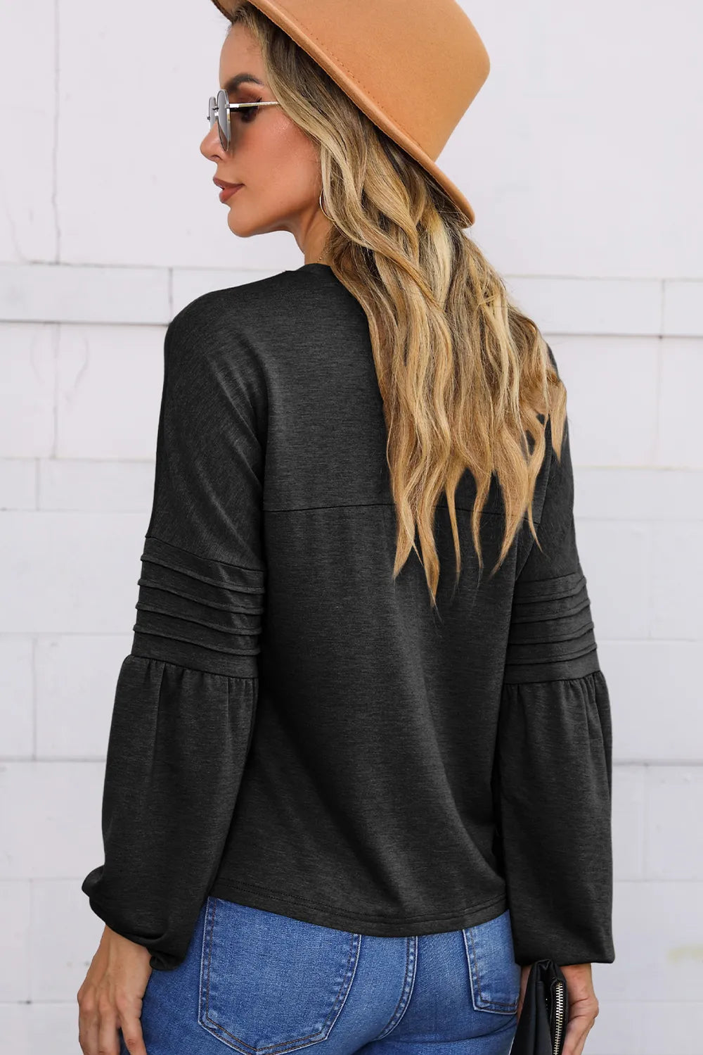Round Neck Balloon Sleeve T-Shirt – Trendsi | ClozArt