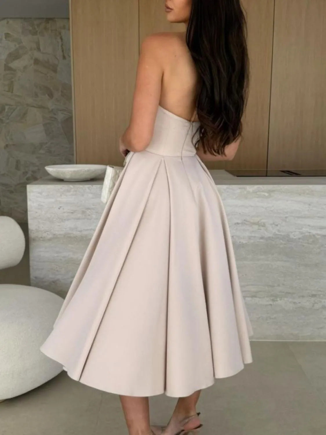 Solid Color Tube Midi Dress – Trendsi | ClozArt