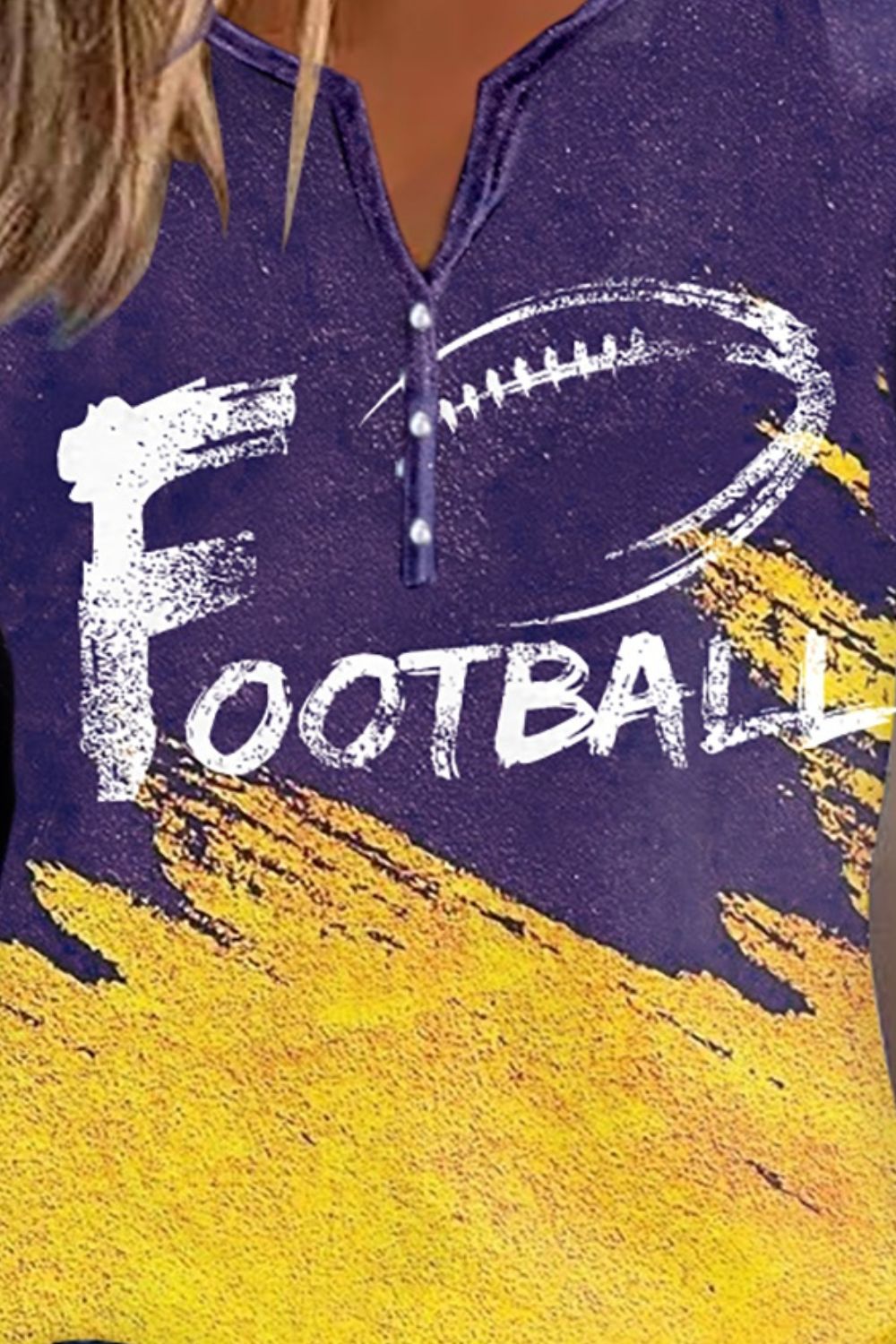 FOOTBALL Graphic Notched Neck Long Sleeve T-Shirt – Trendsi | ClozArt