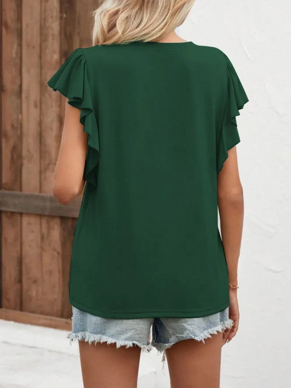 Full Size Ruffled Notched Cap Sleeve T-Shirt – Trendsi | ClozArt