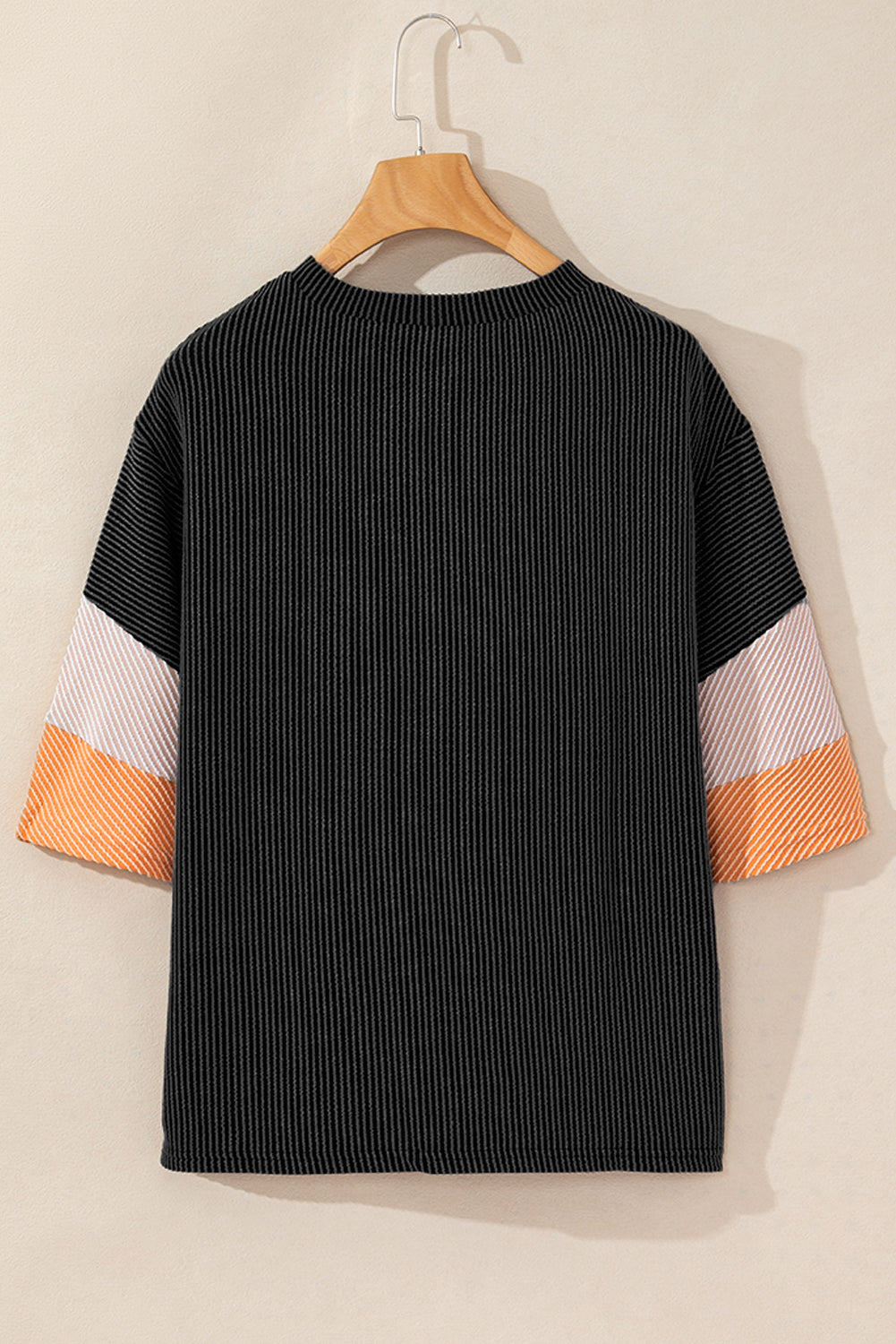 Carbon Grey Ribbed Colorblock Drop Sleeve Top – Shewin | ClozArt