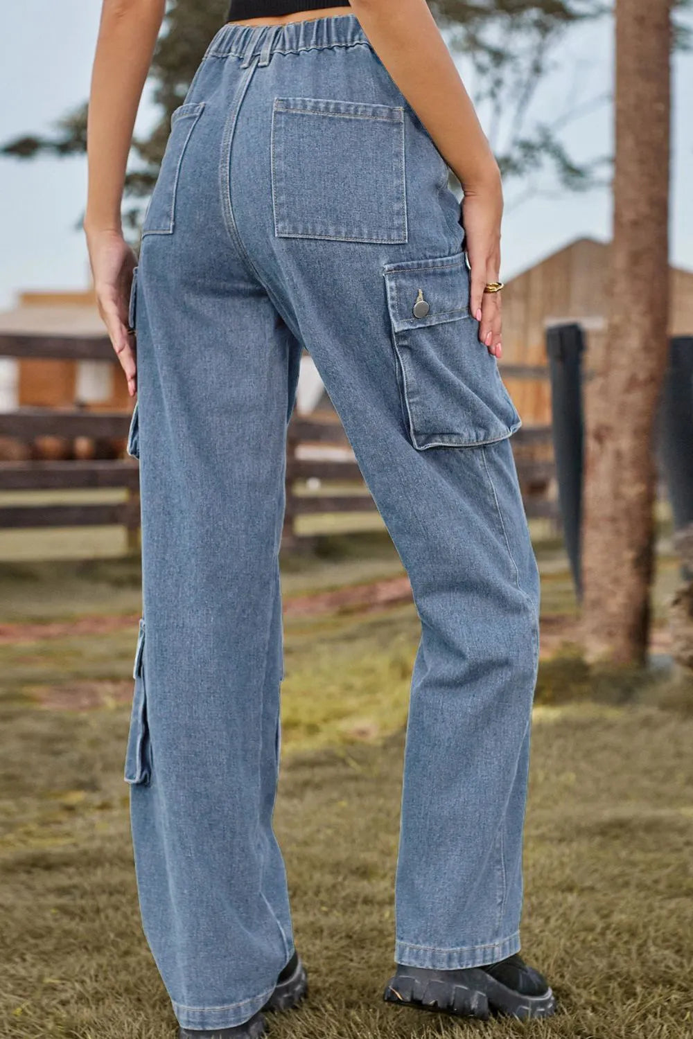 Loose Fit Long Jeans with Pockets – Trendsi | ClozArt