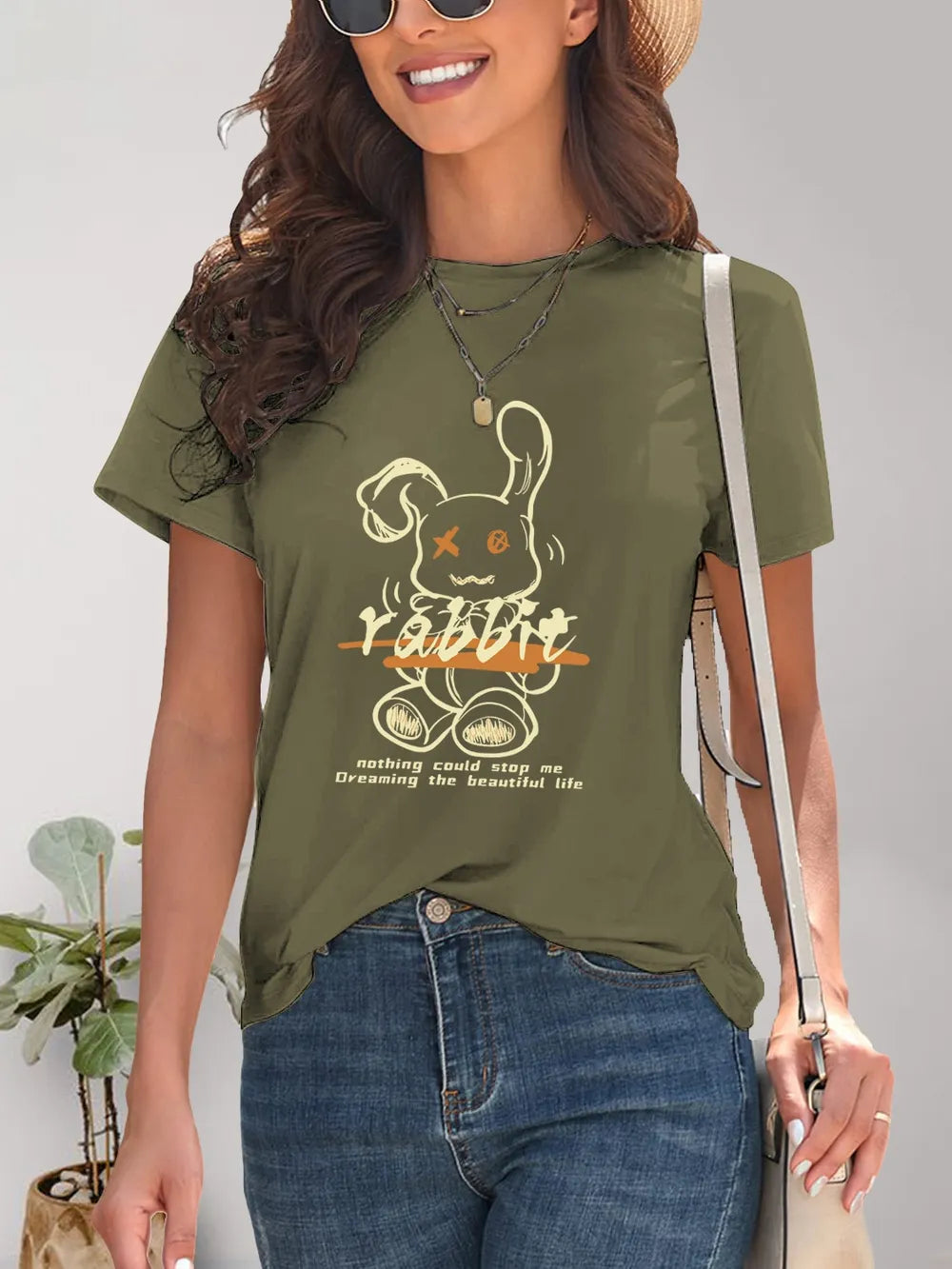 Rabbit Graphic Round Neck Short Sleeve T-Shirt – Trendsi | ClozArt