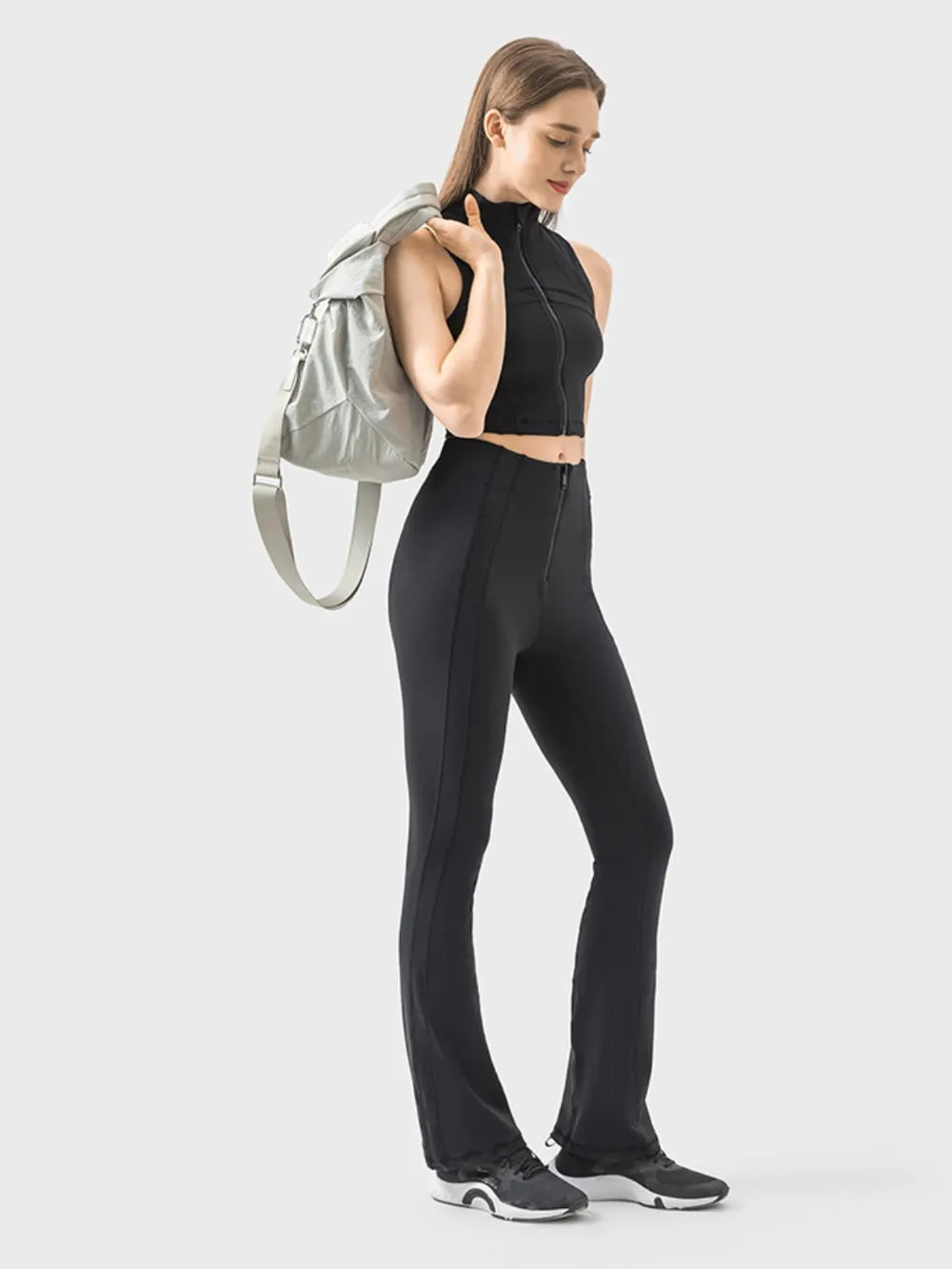 Millennia Zipper Detail High Waist Active Pants – Trendsi | ClozArt