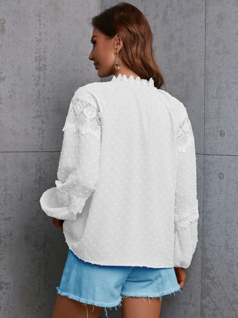 Crochet Tassel Tie Neck Long Sleeve Blouse – Trendsi | ClozArt