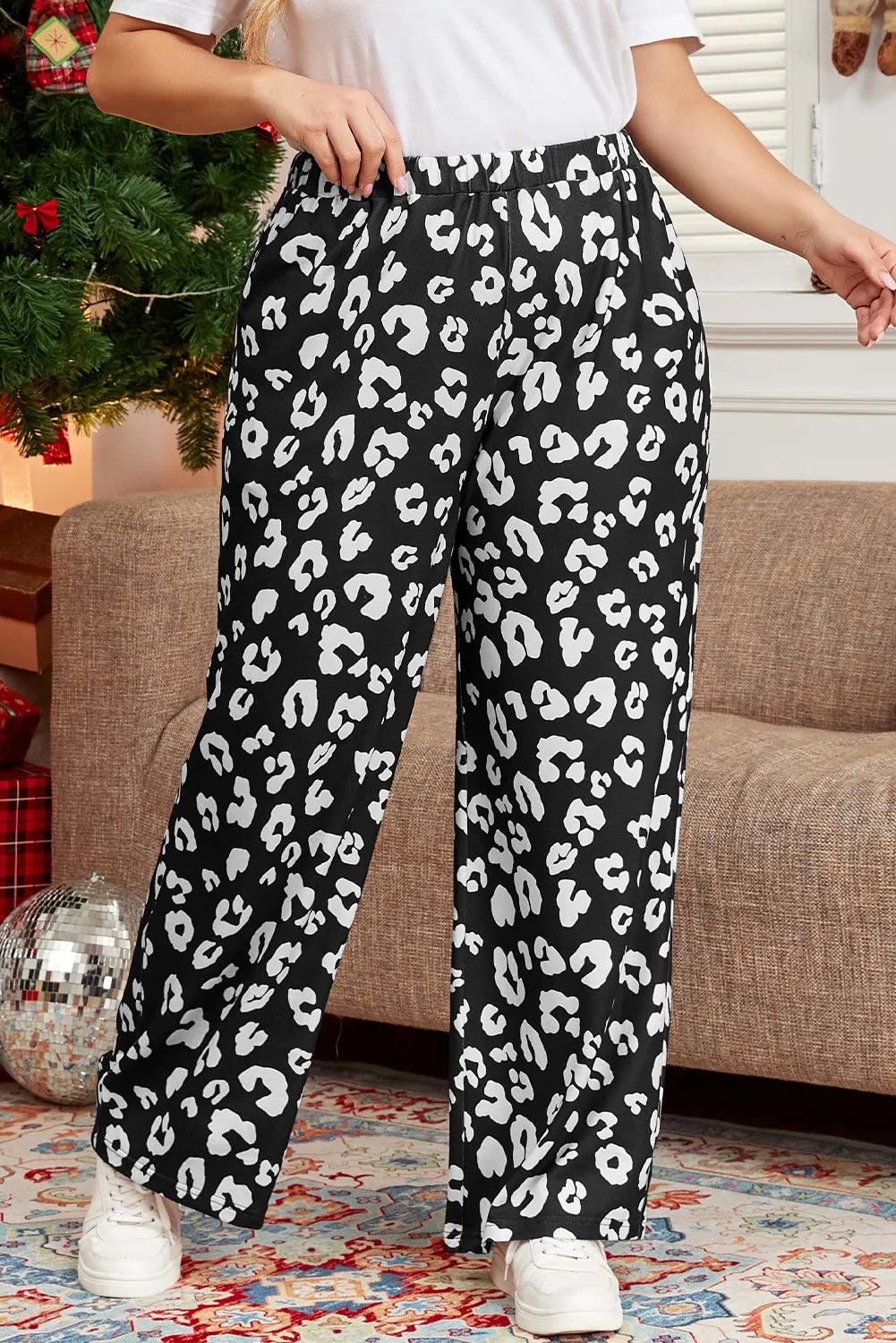 Plus Size Leopard Elastic Waist Pants – Trendsi | ClozArt