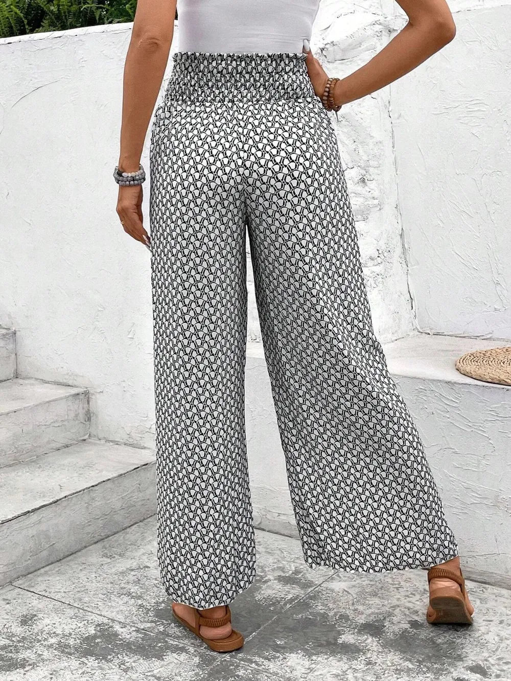 Tied Printed Wide Leg Pants – Trendsi | ClozArt