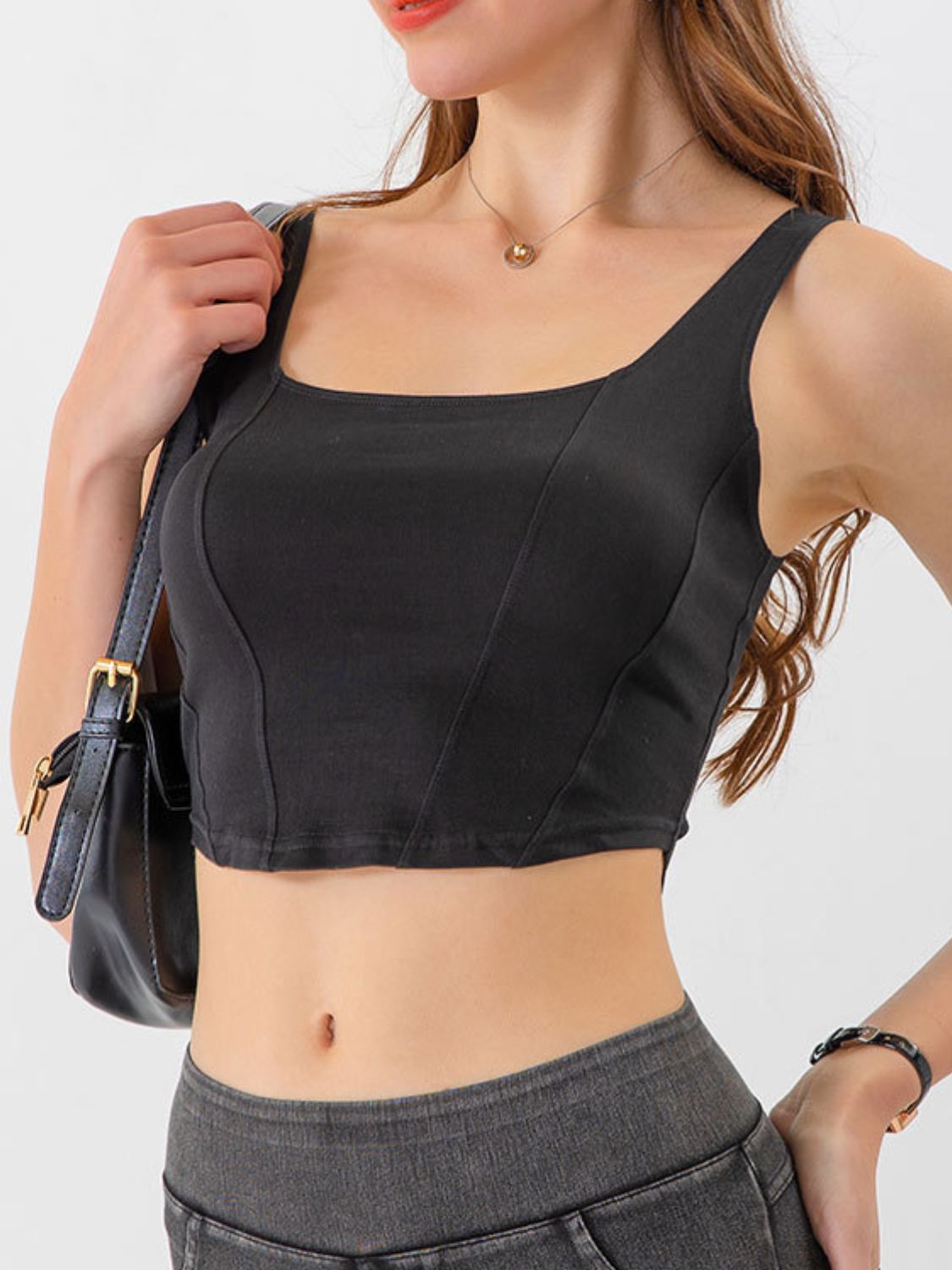 Seam Detail Cropped Denim Tank – Trendsi | ClozArt
