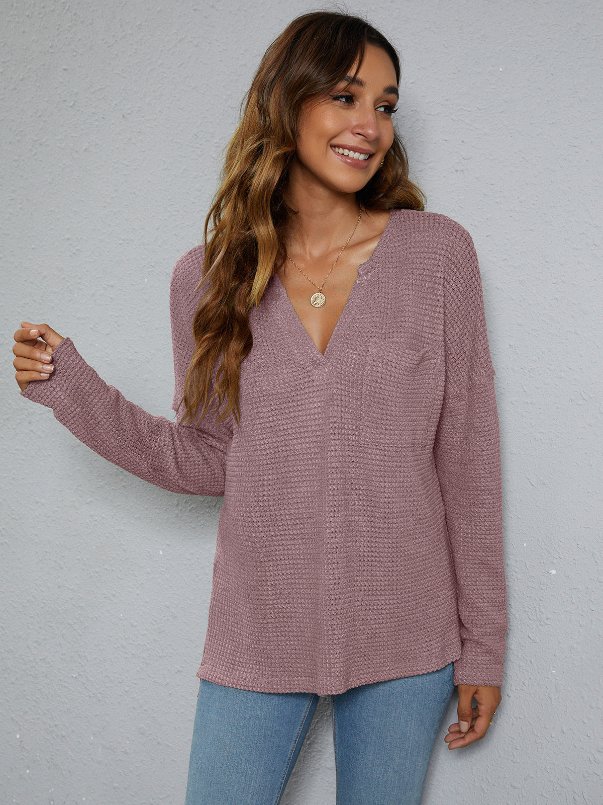 Dropped Shoulder High-Low Waffle-Knit Top – Trendsi | ClozArt