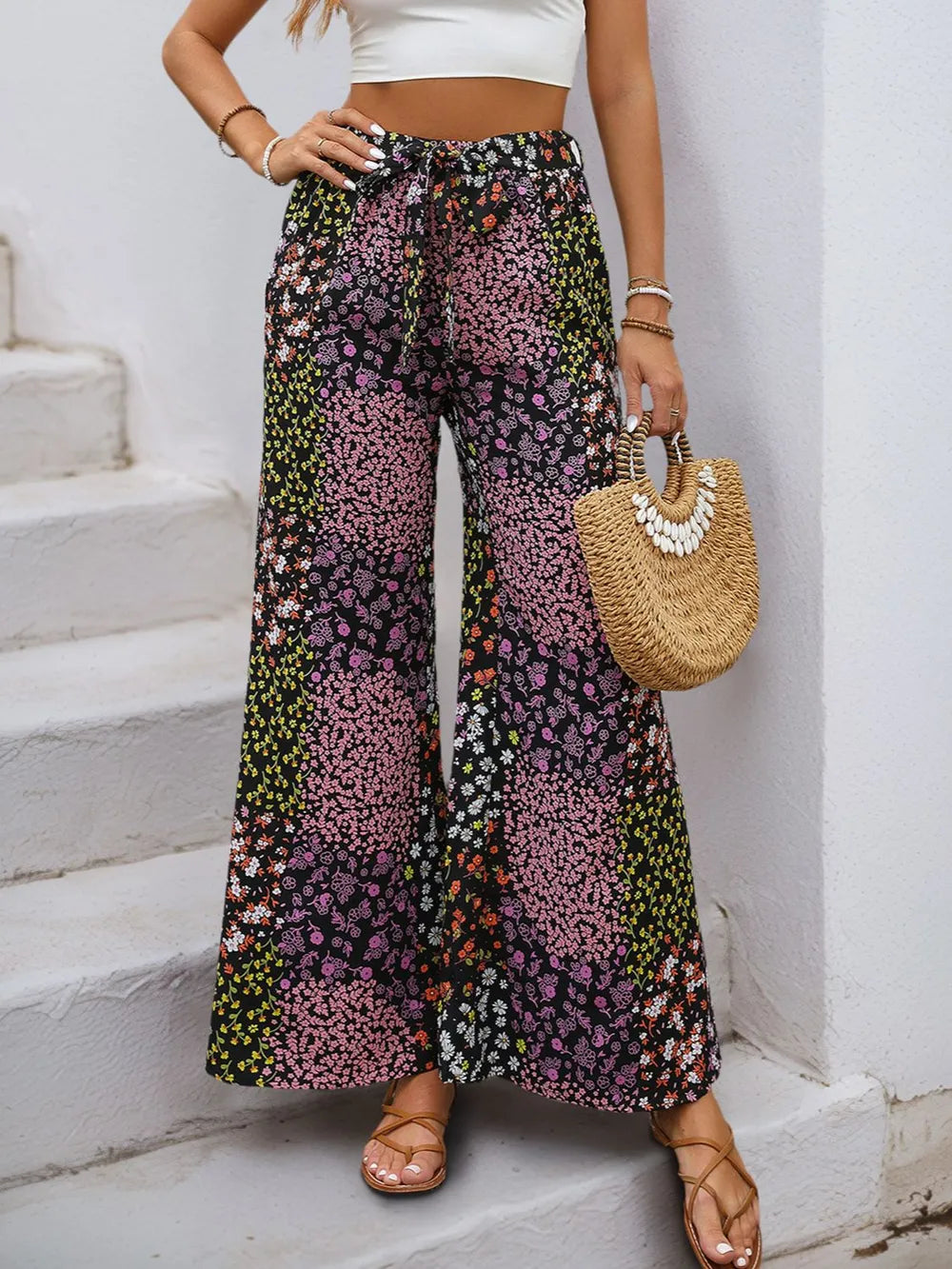 Floral High Rise Wide Leg Pants – Trendsi | ClozArt