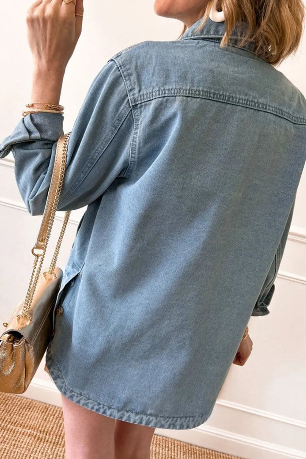 Pocketed Button Up Long Sleeve Denim Jacket – Trendsi | ClozArt