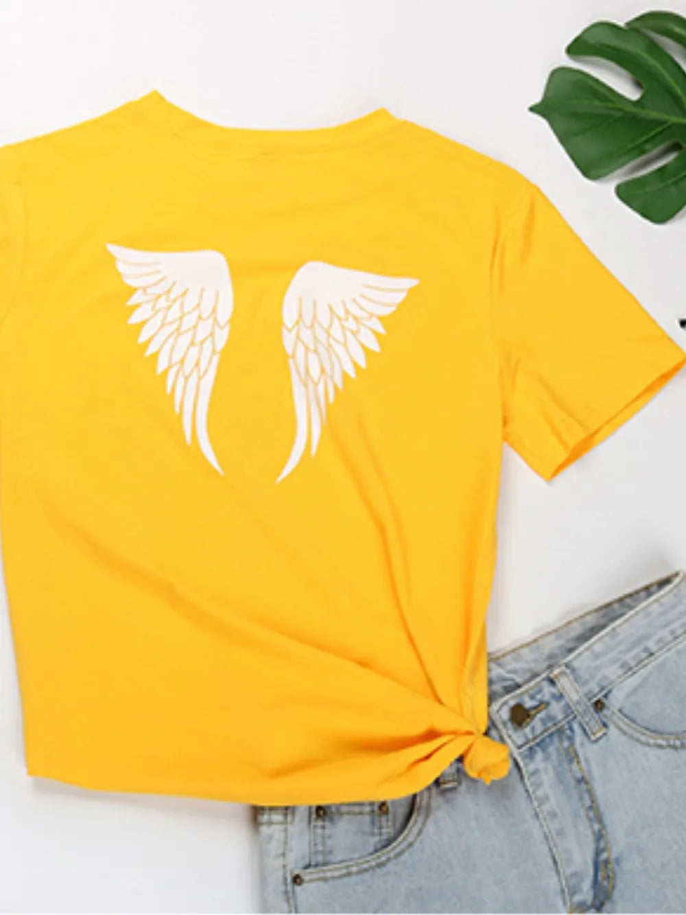 Perfee ANGEL Round Neck Short Sleeve T-Shirt – Trendsi | ClozArt