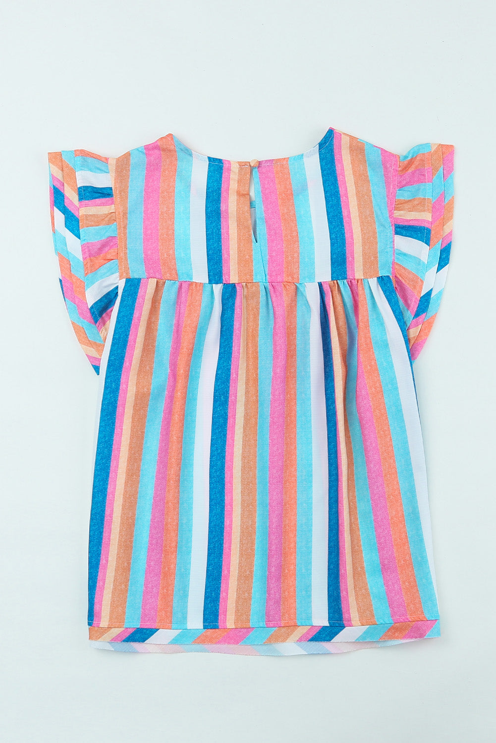 Multicolored Stripe Flutter Sleeve Blouse – Trendsi | ClozArt