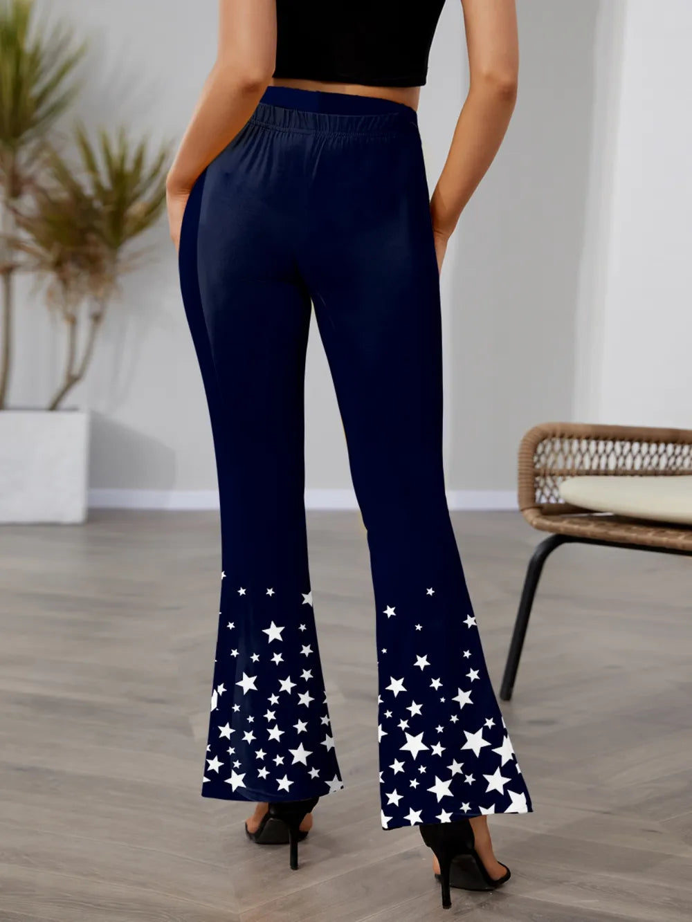 FAM-FAM Star Elastic Waist Bootcut Pants – Trendsi | ClozArt